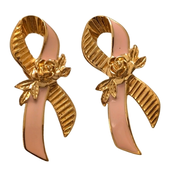 SURVIVOR Breast Cancer Pink Gold Ribbon Rose Pins 3PC Set - Picture 1 of 5